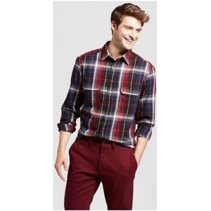 Men’s Standard Fit Twill Plaid Flannel Shirt XXL